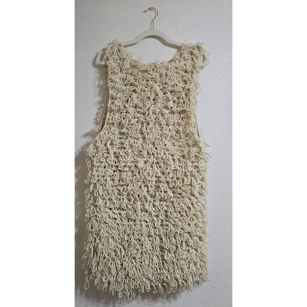 NWT Katsumi Abstract Statement Loop Knit Open Long Vest Size M/L Beige - Picture 3 of 7